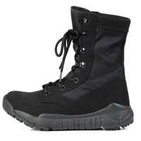 Bottes tactiques d'entraînement Black Light en daim et caoutchouc respirant avec lacets, mi-mollet, amortissantes pour activités de plein air