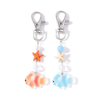 Llaveros de Playa de Verano con Temática Oceánica, Lindos Llaveros de Pez Payaso, Llaveros de Vida Marina, Anillo de Llavero de Estrella de Mar, Colgante de Dijes Marinos, Llavero en Miniatura