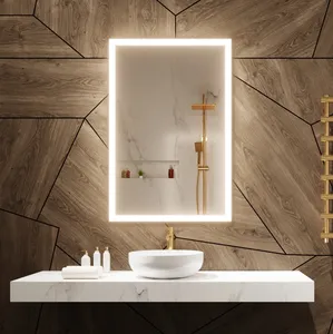 Customizable Hotel Renovation LED Wall Mounted Bathroom Mirror ETL JA8 Certificate Waterproof Illuminated Anti-Fog Touch Sensor