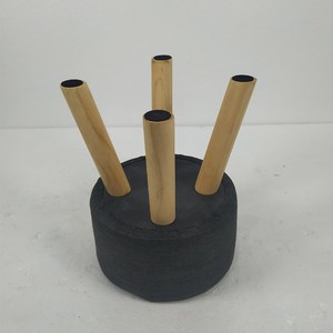 Repose-pieds rond en bois à 4 jambes, avec couverture en tissu de lin, pour le printemps - Product Image 6