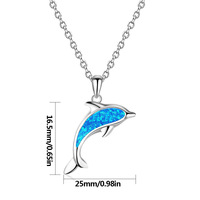 Collier pendentif dauphin en argent sterling tendance minimaliste avec opale bleue, chaînes 925, cadeau