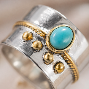 Anello Vintage Bicolore, Anello di Tendenza, Accessorio per Dito in Stile Classico, Design Retrò - Product Image 5