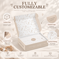 Boîte d'expédition personnalisée en carton recyclable avec motifs graphiques minimalistes pour bébés et parois latérales protectrices pour coffrets cadeaux