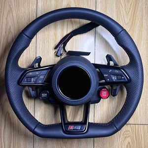 พวงมาลัยทรง R8 สำหรับ Audi <span class=keywords><strong>A4</strong></span> S4 A5 S5 <span class=keywords><strong>B9</strong></span> (2017-2023) พวงมาลัยแบบปลายแบน หุ้มหนังแบบเจาะรู พวงมาลัย R8 - Product Image 2