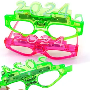 अच्छी गुणवत्ता प्रकाश अप चश्मा 2024 नए साल का चश्मा एलईडी संख्या चश्मा चमक चश्मा पार्टी की आपूर्ति सजावट बच्चों के लिए