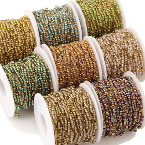 Stainless Steel Beaded Chain Electroplated Seed Beads DIY Jewelry Necklace <b>Bracelet</b> Accessory Yiwu Origin H1647 - Product Image 5