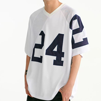 T-shirt de sport ample à col en V pour homme, en jersey respirant à manches courtes, personnalisable avec logo, vente en gros