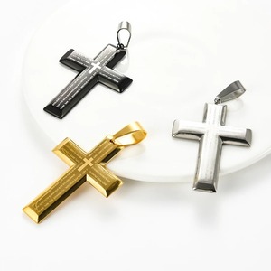 Pendentifs minimalistes en acier inoxydable, grande croix avec lettres, religion, Christ, Jésus, crucifix, prière, Dieu, foi, charmes gothiques pour hommes - Product Image 4