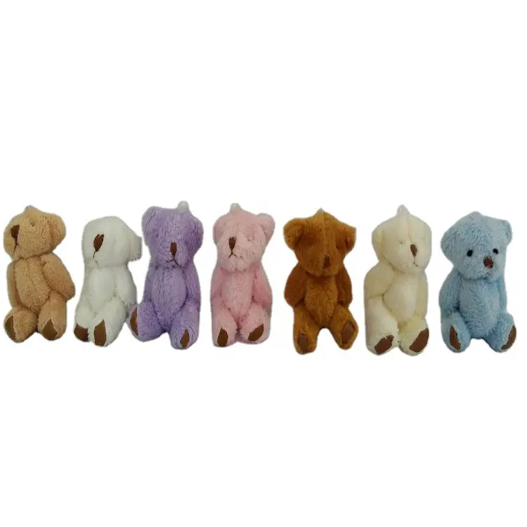 JM Wholesale 6CM Mini Joint Teddy Bear Stuffed Plush Pendant Doll Hands Feet Movable DIY Handmade Material Toy