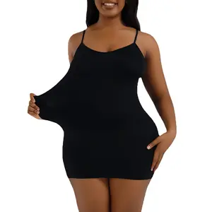 Rok Ketat Tali Cami Solid Elastisitas Tinggi Vestido Pembentuk Pinggang Romper 1 Potong Korset Pembentuk Tanpa Lengan Seksi Bodysuit Slip