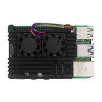 Kotak Pelindung Raspberry Pi 5 Asli Pabrik, Bahan Aluminium Alloy, Casing Logam dengan Pendingin Aktif dan Pasif Kipas Ganda PWM untuk Rpi5