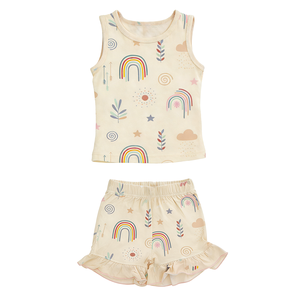 Set Pigiama per Bambine in Bambù Organico, Maglietta Senza Maniche e Pantaloncini Traspiranti, Abbigliamento da Notte per Bambine - Product Image 3