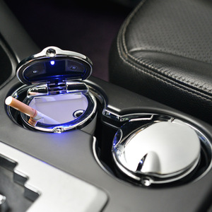 Car Ashtray With Lid Stainless Steel Inner Liner Embedded Flip Design For Interior Use With Light - Product Image 1