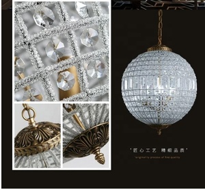 โคมไฟแขวนทรงกลมทำด้วยมือสุดหรูโคมไฟระย้ารูปลูกโลกคริสตัลทองเหลืองโบราณโคมไฟระย้า - Product Image 6