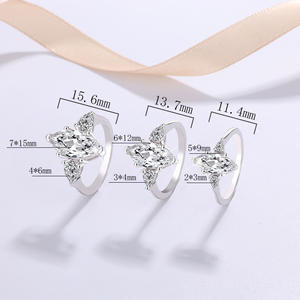 S925 Ayar Gümüş Alyans Rodyum Kaplama Tam Zirkon veya Mozanit Markiz Kesim Elmas Kadın Nişan Yüzüğü Yıldönümü Hediyesi - Product Image 3