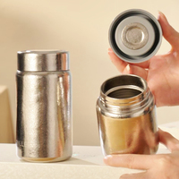 Botol Air Titanium DILLER 280ml, Cangkir Vakum Dinding Ganda, Mug Terisolasi Titanium Murni, Flask Perjalanan Ringan