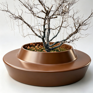 Custom GRC Flowerpot Stool With Planter Modern Outdoor Furnishings Integrated Planter Seating for Urban Roads - Product Image 3