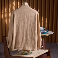 Chemise en lin pour homme, style cargo, pour le travail et les activités de plein air, à manches longues, respirante, haute qualité, teinte en fil, décontractée et professionnelle