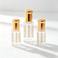Flacon de parfum hexagonal de luxe en verre avec bille roulante, contenant transparent pour huiles essentielles avec capuchon doré pour voyage et recharge