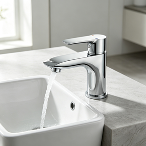 Robinet en alliage de zinc à un seul trou au design minimaliste moderne, avec cartouche céramique, idéal pour lavabo de salle de bain d'hôtel ou d'appartement - Product Image 2