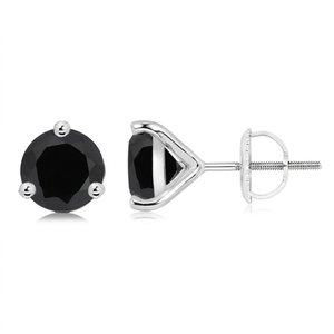 Boucles d'oreilles clous en diamant noir naturel, or jaune, minimalistes, cadeau de mariage pour femme, usage quotidien, or 10K 14K 18K, argent 925 935 - Product Image 2