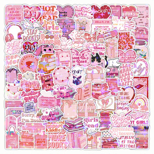 สติกเกอร์ตกแต่งลายการ์ตูนโฮโลแกรมเลเซอร์สีชมพูวัสดุพีวีซีไวนิล 60 ชิ้น สำหรับตกแต่งหนังสือ อ่านหนังสือ วันหยุด - Product Image 2