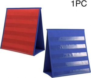 Tableau de classement à double poche pliable et autoportant pour l'école et la maison, 12x13 pouces, en tissu non tissé rouge/bleu - Product Image 1