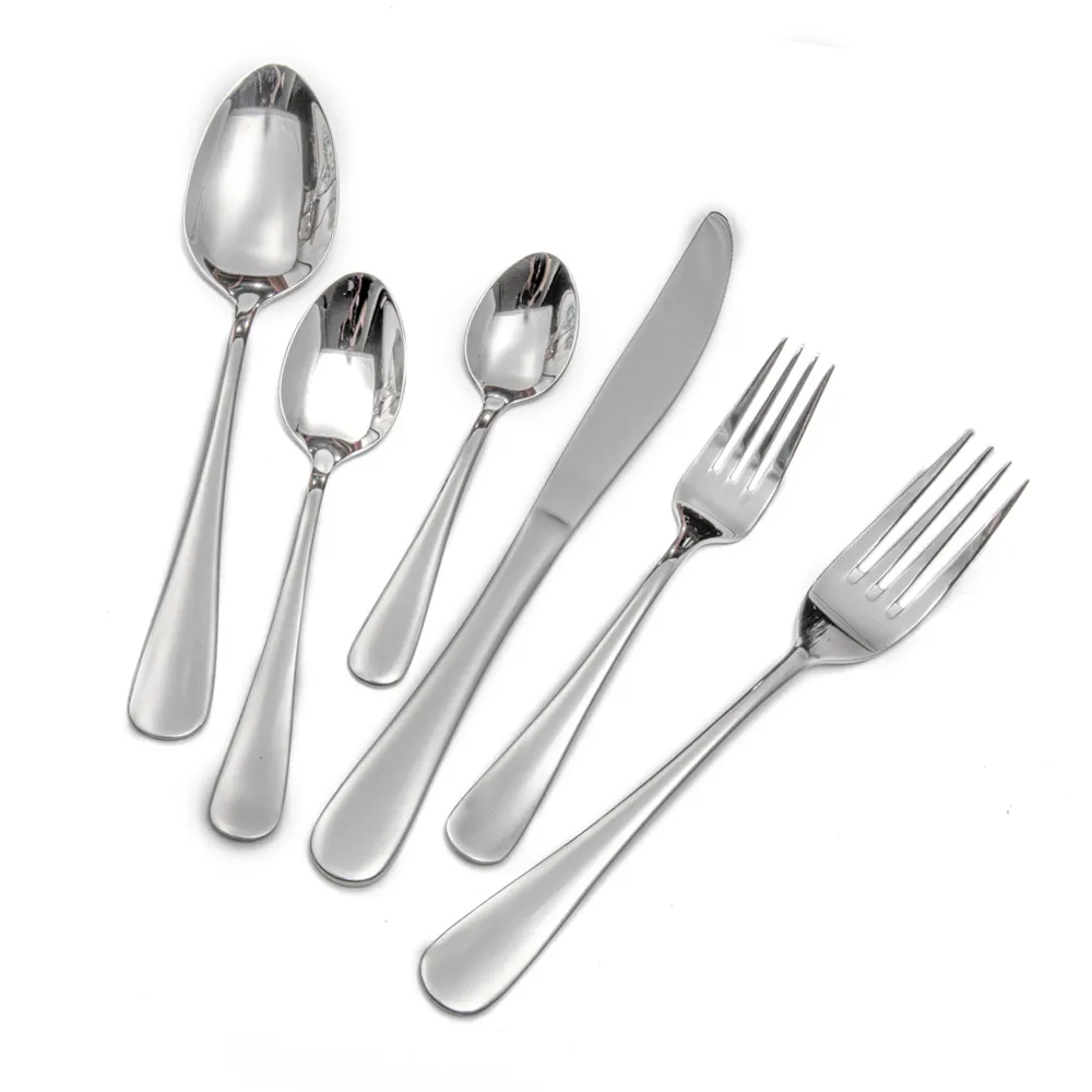 High quality Restaurant Hotel Wedding Flatware Silver Spoon Fork Knife Stainless Steel Tableware Set
