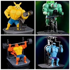Pokemoned Anime Figure <span class=keywords><strong>Muscle</strong></span> Fitness écureuil Pikachu Bulbasaur dessin animé modèle poupée voiture bureau décoration jouet cadeau - Product Image 2