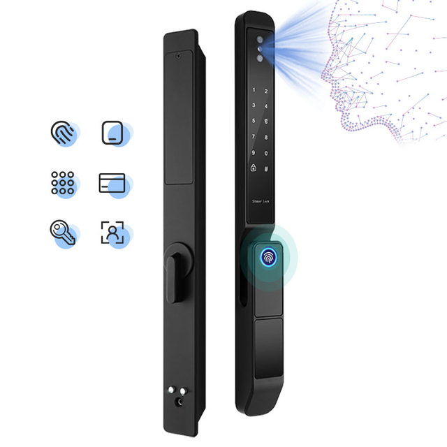 Waterproof Smart Door Lock with Face Recognition & Fingerprint Unlock Tuya App & /Wi-Fi Glass Door Compatible