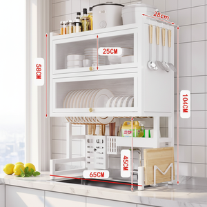 Étagère <span class=keywords><strong>de</strong></span> drainage en acier au carbone durable, grande capacité, rangement <span class=keywords><strong>de</strong></span> cuisine, armoire <span class=keywords><strong>de</strong></span> cuisine double couche étanche <span class=keywords><strong>avec</strong></span> tiroirs et étagères - Product Image 5