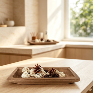 Ensemble de plateaux en bois Art Déco de luxe pour la fabrication de bougies, en bois massif de Paulownia de qualité supérieure, grande forme circulaire, vase de table de qualité alimentaire - Product Image 2
