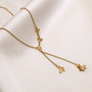 Butterfly Pendant Necklace Gold Tone Multi Layer Clavicle Chain Geometric Design Everyday Wear Unisex - Product Image 2