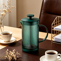 Pembuat Teh dan Kopi French Press Kaca Bergaris Kustom Grosir Dengan Plunger