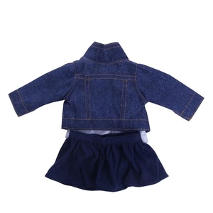Vestiti per Bambole Americane da 43cm, Completo in Denim Tre Pezzi: T-shirt, Giacca e Gonna per Bambole Baby Bew e Rebron da 18 Pollici, Giocattoli Regalo per Bambini - Product Image 6