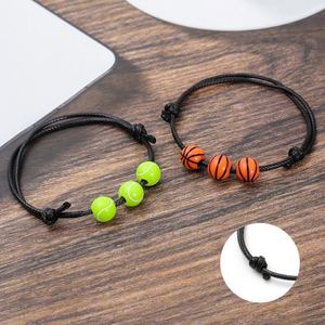 Bracelet sportif en cordon ciré fait main pour enfants et adultes - Cadeau bracelet d'amitié pour le basketball, le football, le volley-ball et le tennis - Product Image 3