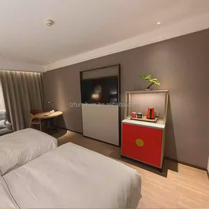 3 Star Hotel Twin Bedroom Furniture <b>Sets</b> With Wooden Bed Frame Headboard Nightstand TV Cabinet Work Desk Wardrobe & <b>Side</b> <b>Table</b> - Product Image 2