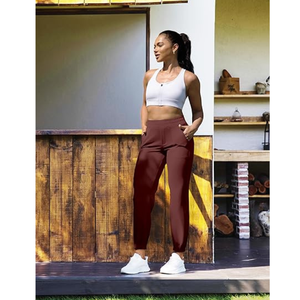 Pantalones Jogger de Cintura Alta con Puños Elásticos y Bolsillos para Mujer |   Pantalones elásticos para yoga, gimnasio, correr y uso diario - Product Image 3