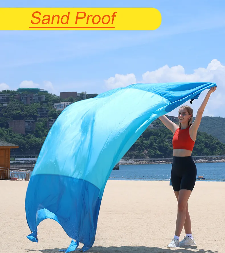 Extra Grote Strandmat Zandvrij Waterdicht Zandbestendig Comfortabele Lichtgewicht Nylon Strandmat Met Staken