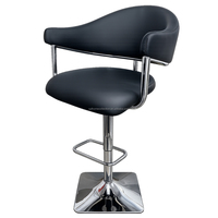 Chaises de bar noires minimalistes modernes avec base carrée en fer argenté, tabourets de bar réglables pour repas en extérieur et sièges de comptoir