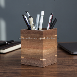 Handcrafted Wooden Pen Holder Classic <b>Cube</b> Design For Office <b>Table</b> Home Study Desk Organizer Eco Friendly Natural Accessories - Product Image 1