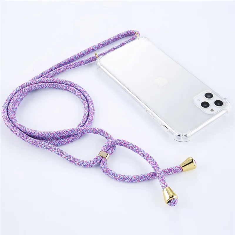Transparent iphone case with necklace flexible phone cover for phone 11 mobile necklace case