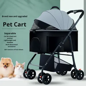 Nouvelle poussette pour <span class=keywords><strong>chien</strong></span> à quatre roues, écologique, style tendance, légère, pliable, en tissu Oxford ABS, compatible avec les voitures, capacité de 15 kg - Product Image 3