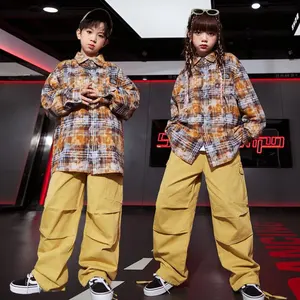 Hip hop quần áo cô gái in Áo sơ mi cagro quần bé trai đường phố trang phục khiêu vũ trẻ em trẻ em thiếu niên Jazz hiển thị quần áo thiết lập