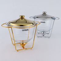 Équipement de Restauration Direct Usine Chauffe-Plat Luxe 4L Profond pour Buffet avec Couvercle en Verre