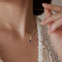 Collier superposé en acier inoxydable étanche J&D avec pierre naturelle Lapis Lazuli, zircon jaune dégradé élégant, bijoux personnalisés