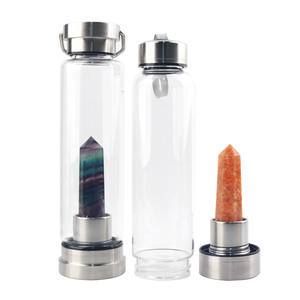Natural Crystal Gravel Glass Bottle New Design Crystal Tower Water Bottle - Product Image 3