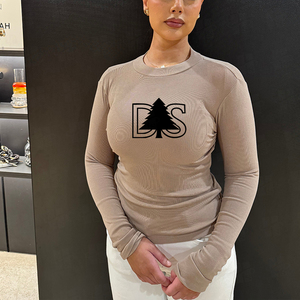 เสื้อยืดแขนยาวรัดรูปทรงเข้ารูป ผ้าริบ ทรงสลิม แบบพื้นฐาน รับปักลายตามสั่ง เสื้อยืดแขนยาวผู้หญิง ผ้าริบถัก - Product Image 4