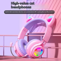 Telinga Kucing Kartun untuk Headset Gaming Nirkabel dengan Codec AAC dan Chipset JL untuk PS4/Esports-Desain Bercahaya