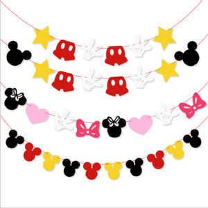 Guirlande en feutre Mickey <span class=keywords><strong>Minnie</strong></span> <span class=keywords><strong>Joyeux</strong></span> <span class=keywords><strong>Anniversaire</strong></span> - Écologique et durable pour les fêtes d'enfants et la décoration de la rentrée scolaire - Product Image 1